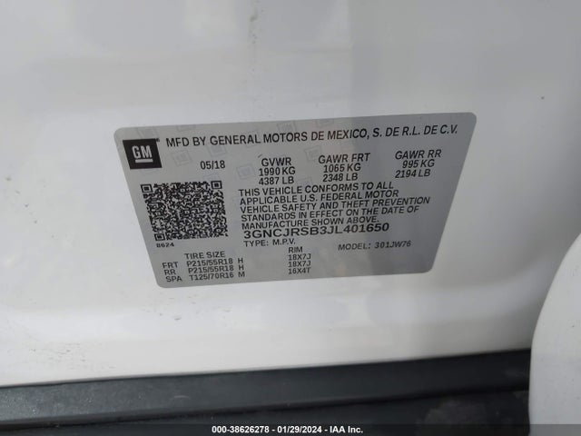 Chevrolet Trax Premier 2018 3GNCJRSB3JL401650 Image 9