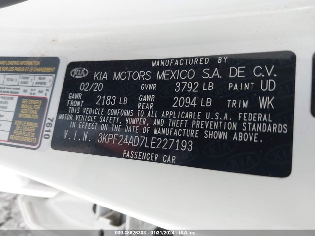 KIA Forte Lxs 2020 3KPF24AD7LE227193 Image 9