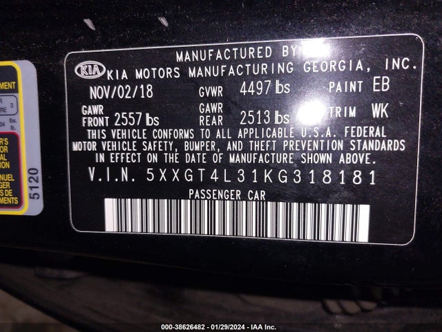 KIA Optima Lx 2019 5XXGT4L31KG318181 Image 9