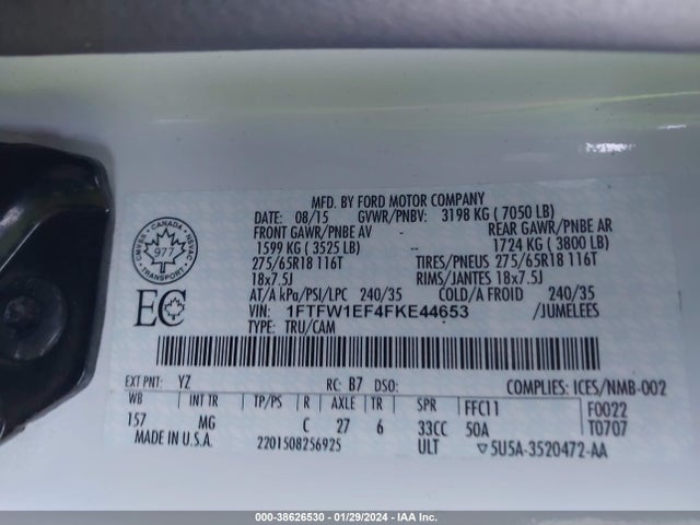 Ford F-150 Xlt 2015 1FTFW1EF4FKE44653 Image 9