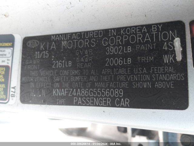 KNAFZ4A86G5556089 KIA FORTE EX