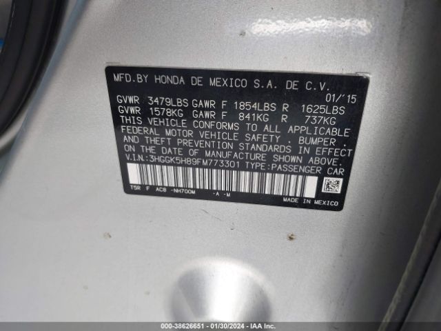 3HGGK5H89FM773301 Honda Fit Ex/ex-l
