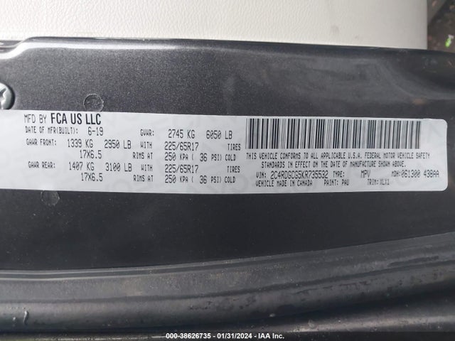 Dodge Grand Caravan Sxt 2019 2C4RDGCG5KR735532 Image 9