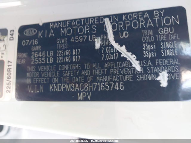 KIA Sportage Lx 2017 KNDPM3AC8H7165746 Image 9