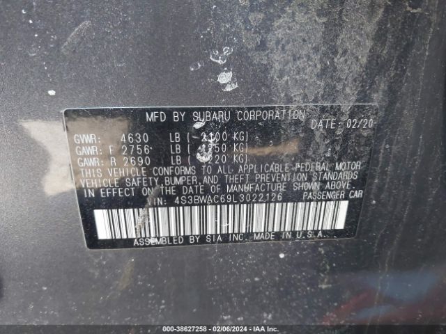 4S3BWAC69L3022126 Subaru Legacy Premium