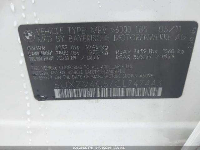 2012 BMW X5 5UXZV4C57CL747443 Photo 8