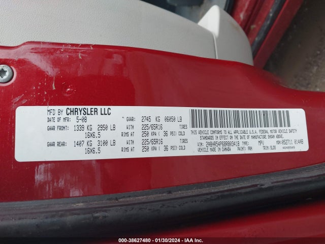 2008 CHRYSLER TOWN & COUNTRY TOURING VIN: 2A8HR54P68R803418