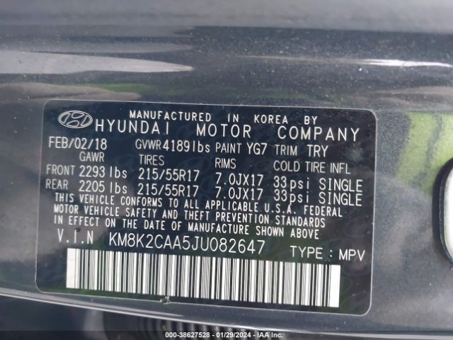 2018 HYUNDAI KONA KM8K2CAA5JU082647 Photo 8