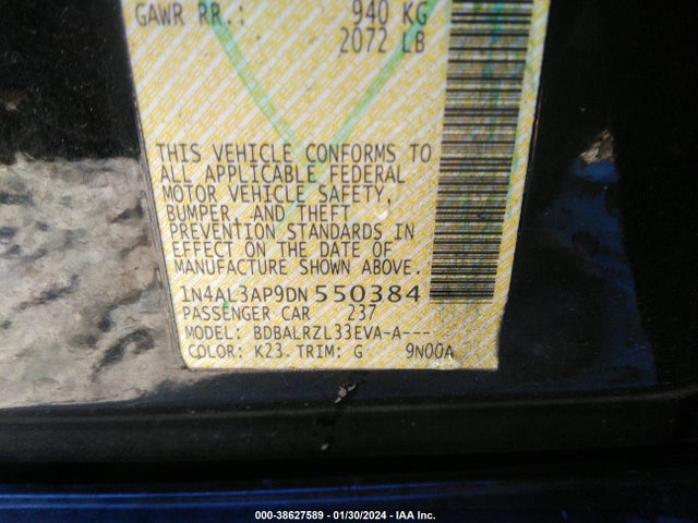 2013 NISSAN ALTIMA 2.5 SV VIN: 1N4AL3AP7DC182475