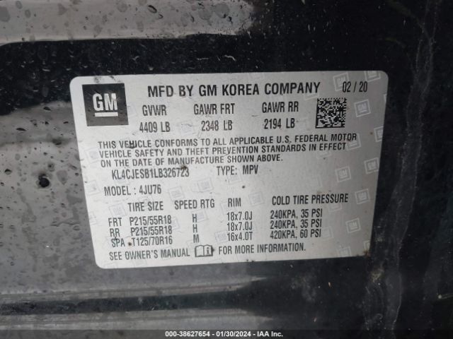 2020 BUICK ENCORE KL4CJESB1LB326723 Photo 8