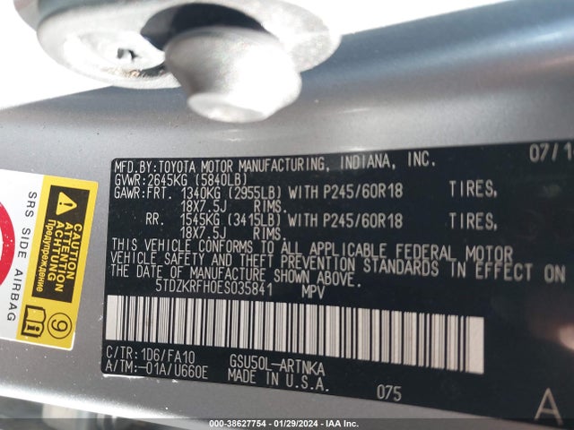 Toyota Highlander Le/le Plus 2014 5TDZKRFH0ES035841 Image 9