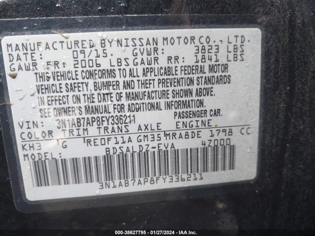 Nissan SENTRA SV 2015 3N1AB7AP8FY336211 Image 9