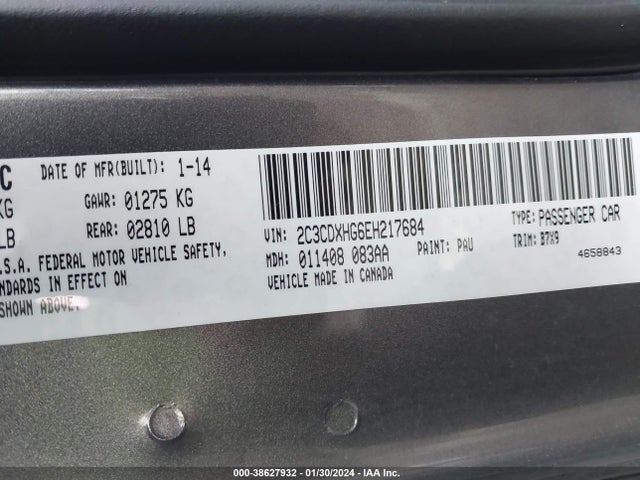 Dodge Charger Sxt 2014 2C3CDXHG6EH217684 Image 9