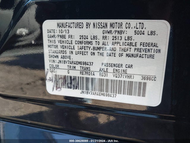 Infiniti Q50 Premium 2014 JN1BV7AR4EM698437 Image 9