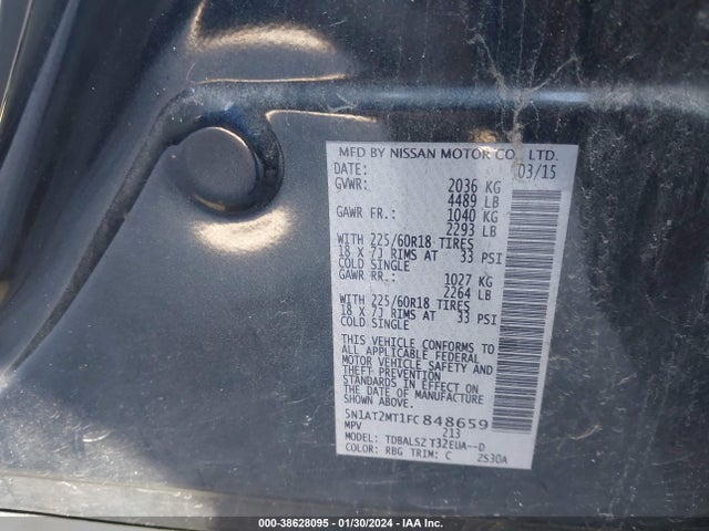 2015 NISSAN ROGUE SL VIN: 5N1AT2MT1FC848659