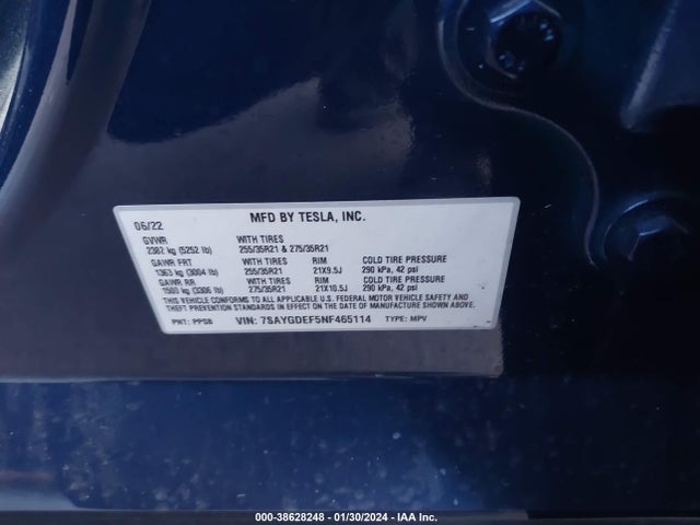 7SAYGDEF5NF465114 Tesla Model Y Performance Dual Motor All-wheel Drive