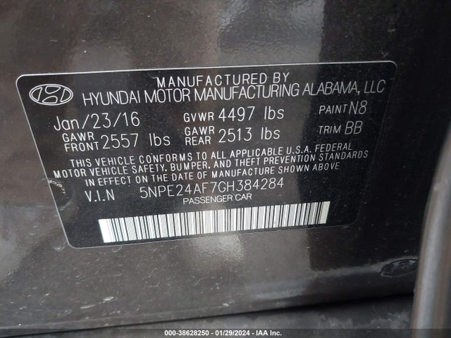 Hyundai SONATA SE 2016 5NPE24AF7GH384284 Image 9