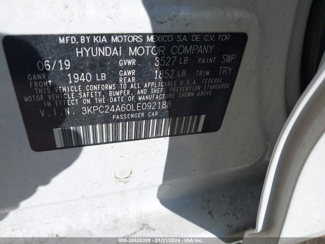 Hyundai ACCENT SE 2020 3KPC24A60LE092188 Image 9