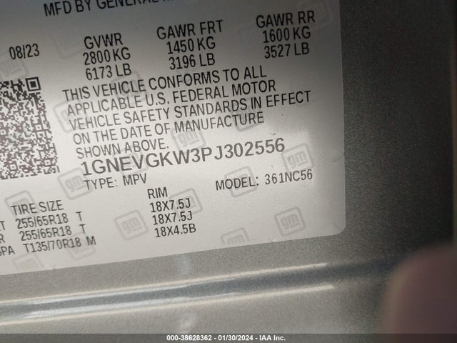 Chevrolet Traverse Awd Lt Cloth 2023 1GNEVGKW3PJ302556 Image 9