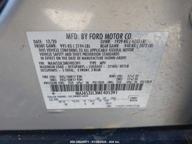 MAJ6S3JL3MC405391 Ford Ecosport Ses