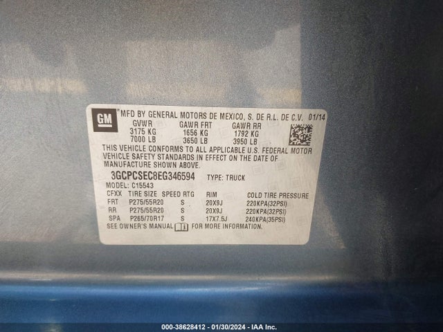 Chevrolet Silverado 1500 1lz 2014 3GCPCSEC8EG346594 Image 9