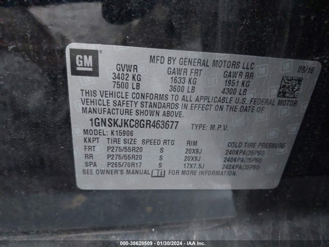 Chevrolet Suburban Ltz 2016 1GNSKJKC8GR463677 Image 9