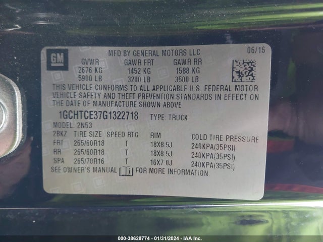Chevrolet Colorado Lt 2016 1GCHTCE37G1322718 Image 9
