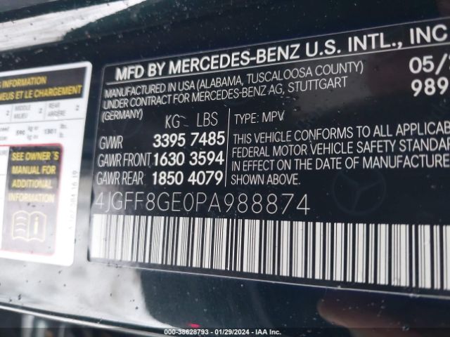 4JGFF8GE0PA988874 Mercedes-Benz Gls 580 4matic