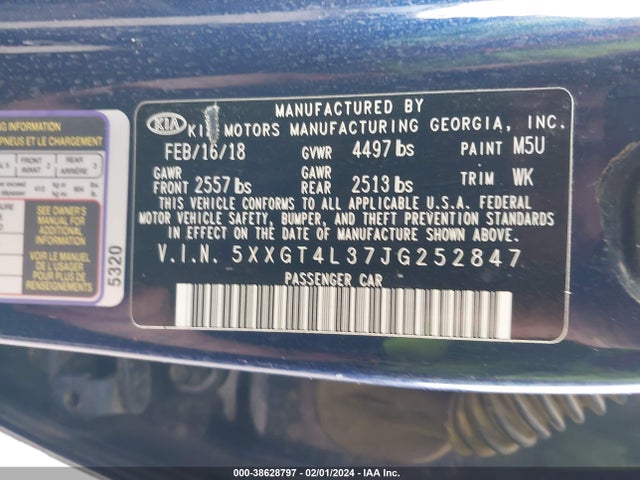 KIA Optima S 2018 5XXGT4L37JG252847 Image 9