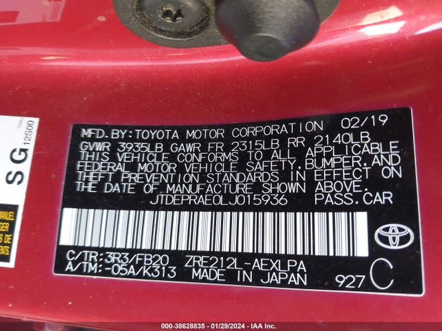 Toyota COROLLA LE 2020 JTDEPRAE0LJ015936 Image 9