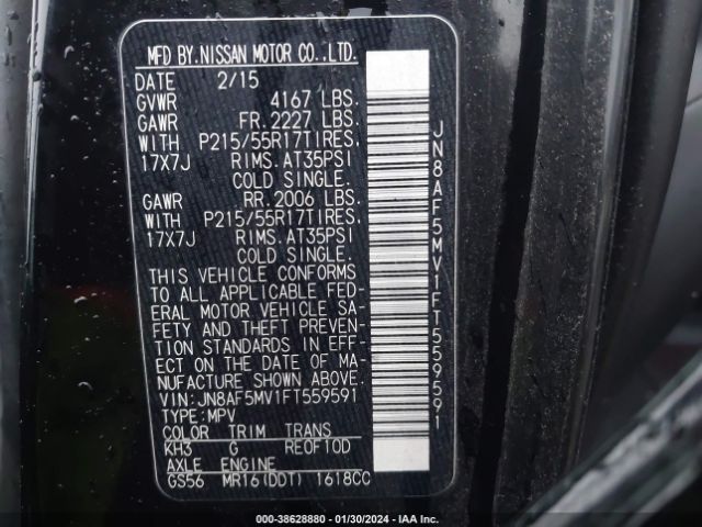 JN8AF5MV1FT559591 Nissan Juke Sl