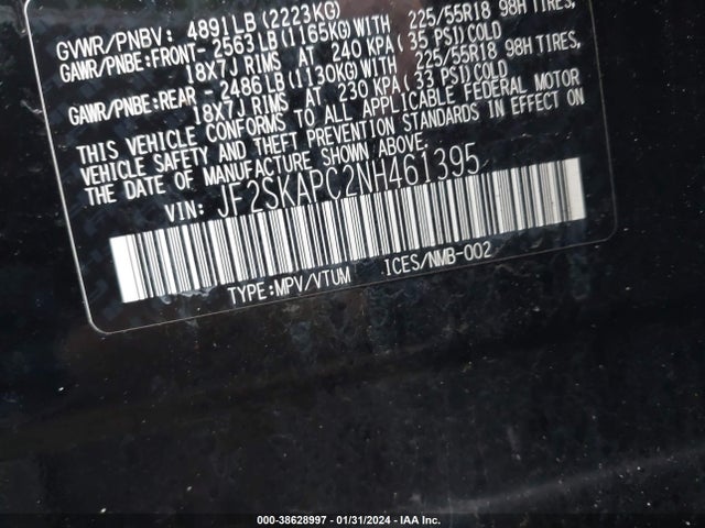 Subaru Forester Limited 2022 JF2SKAPC2NH461395 Image 9
