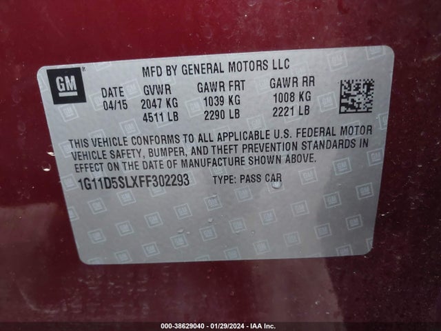 Chevrolet MALIBU 2LT 2015 1G11D5SLXFF302293 Image 9