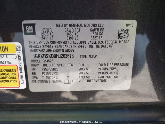 1GKKRSKD0HJ202678 GMC Acadia Limited