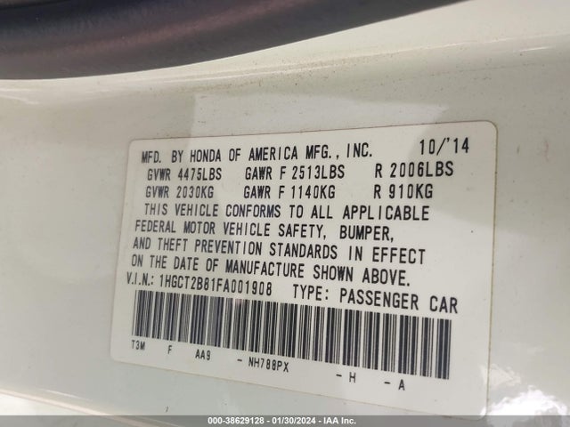 Honda Accord Ex-l V-6 2015 1HGCT2B81FA001908 Image 9