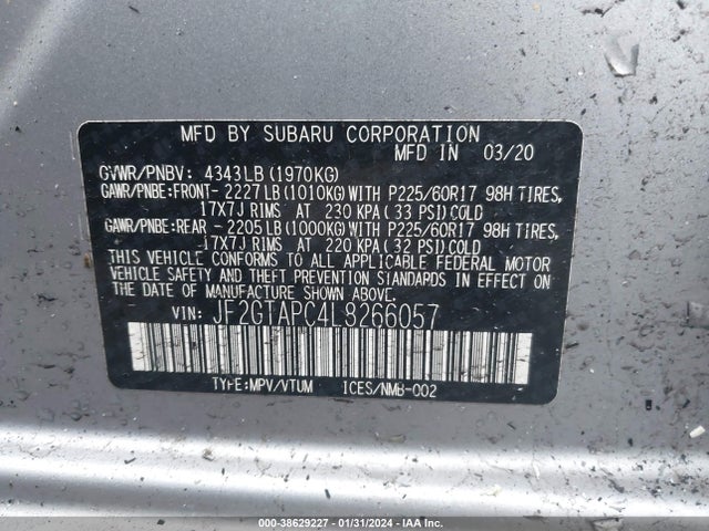 Subaru Crosstrek Premium 2020 JF2GTAPC4L8266057 Image 9