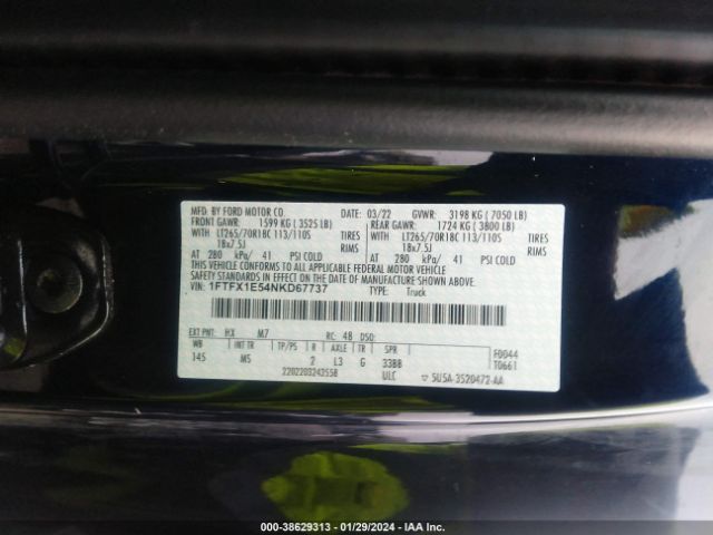1FTFX1E54NKD67737 Ford F-150 Xlt