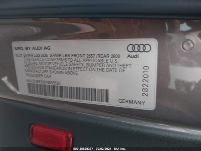 WAUD3BF23NN016536 Audi A6 Premium 45 Tfsi Quattro S Tronic