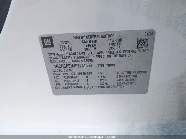 Chevrolet Silverado 1500 Wt 2015 1GCRCPEH4FZ241599 Image 9