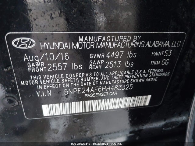 Hyundai SONATA SE 2017 5NPE24AF6HH483325 Image 9