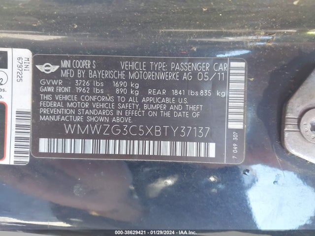 2011 MINI COOPER S CLUBMAN WMWZG3C5XBTY37137 Photo 8