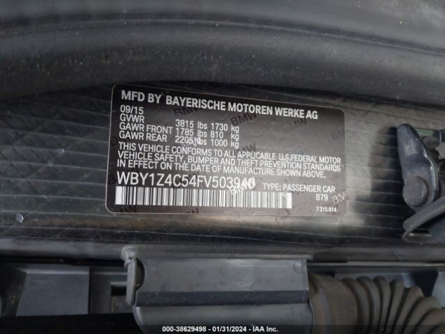 WBY1Z4C54FV503940 BMW I3 Base W/range Extender