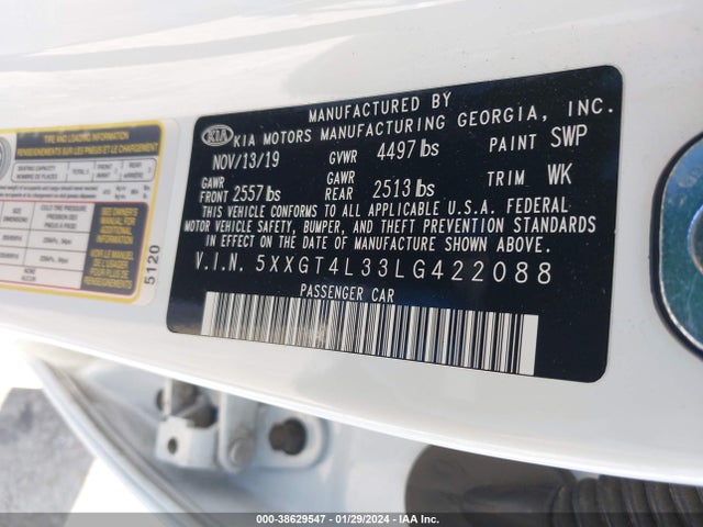 KIA Optima Lx 2020 5XXGT4L33LG422088 Image 9