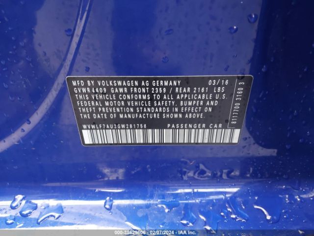 WVWLF7AU3GW281756 Volkswagen Golf R 4-door