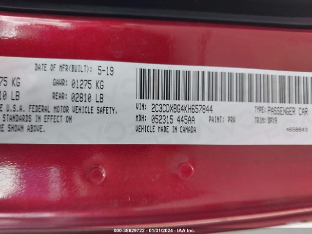 Dodge Charger Sxt Rwd 2019 2C3CDXBG4KH657844 Image 9