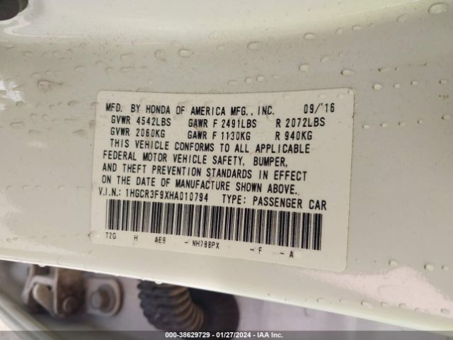 1HGCR3F9XHA010794 Honda Accord Touring V6