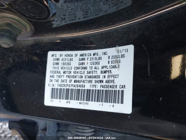 Honda Accord Ex-l 2015 1HGCR2F87FA094698 Image 9