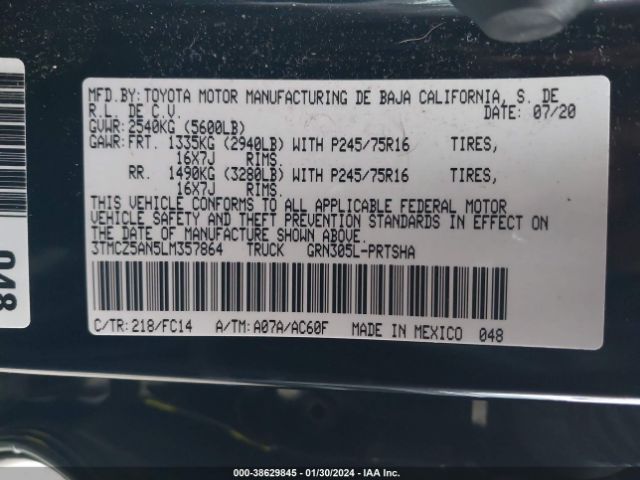 3TMCZ5AN5LM357864 Toyota Tacoma Sr5 V6