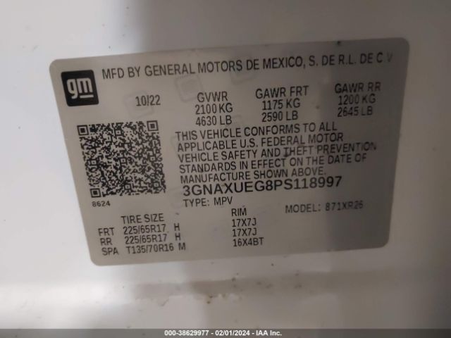 3GNAXUEG8PS118997 Chevrolet Equinox Awd Lt