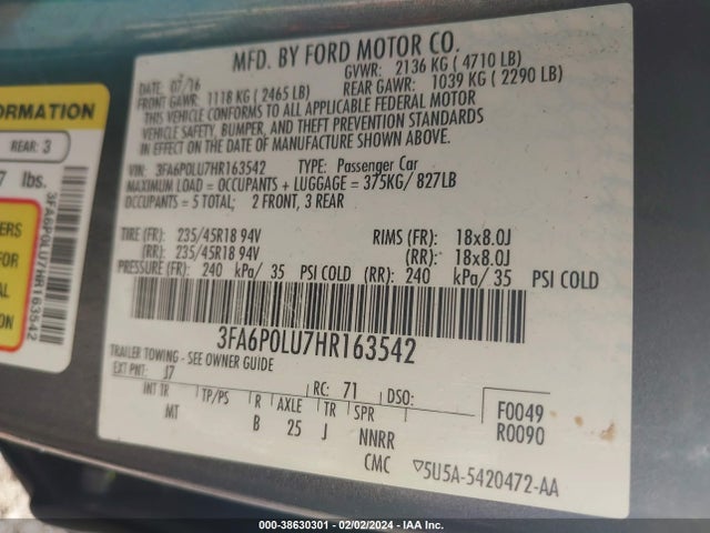 Ford Fusion Hybrid Se 2017 3FA6P0LU7HR163542 Image 9